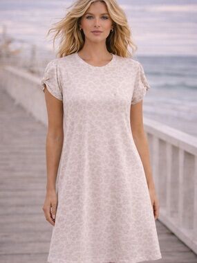 Sanctuary Leopard Print T-Shirt Dress Twist Sleeve Neutral Shift Dress Size L